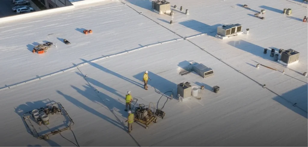 King of Texas commercial roofing contractor performing roofing work on a data center facility